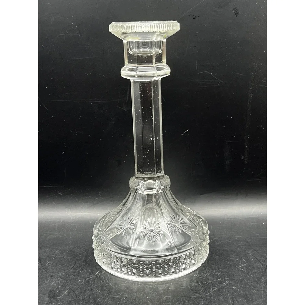Vtg Imperial Glass Candlestick Holder Amelia Pattern Starburst 7